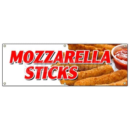 Signmission Mozzarella Sticks Banner Heavy Duty 13 Oz Vinyl with Grommets B-72 Mozzarella Sticks